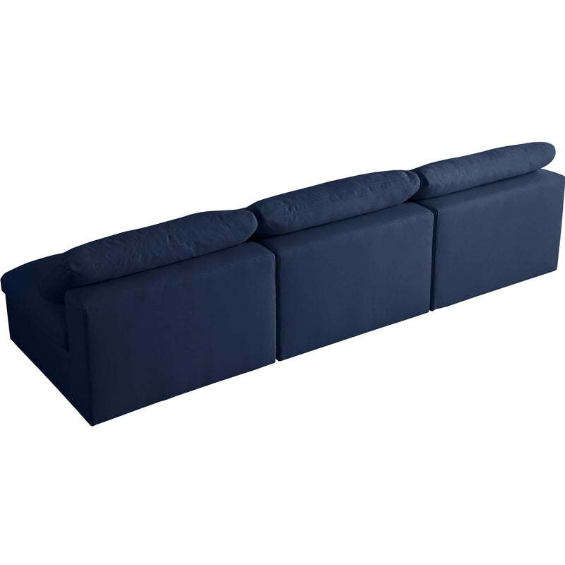 Meridian Serene Navy Linen Textured Fabric Deluxe Comfort Modular Armless Sofa IMAGE 2