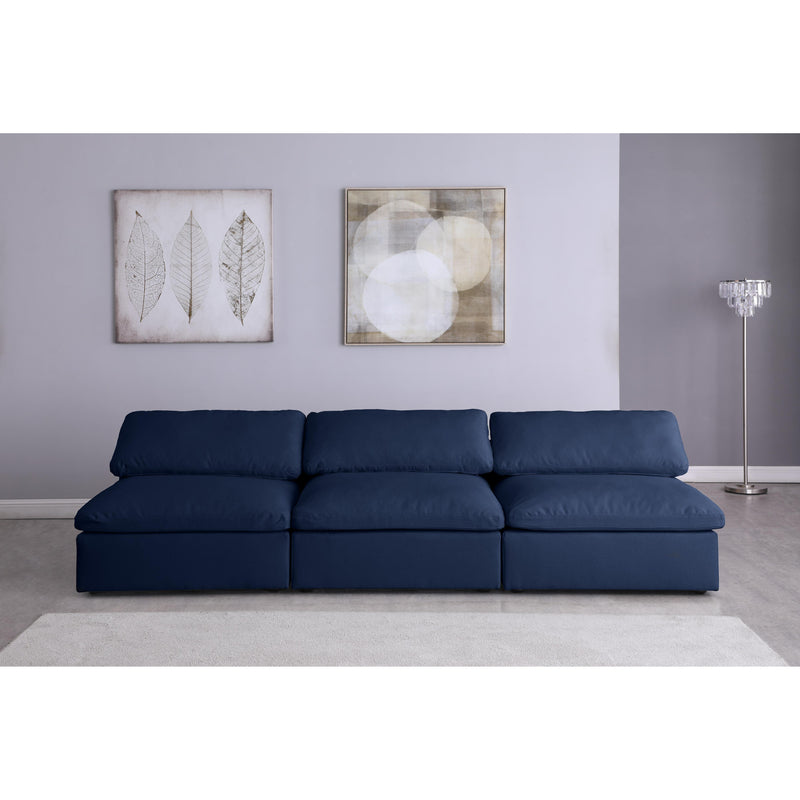 Meridian Serene Navy Linen Textured Fabric Deluxe Comfort Modular Armless Sofa IMAGE 3