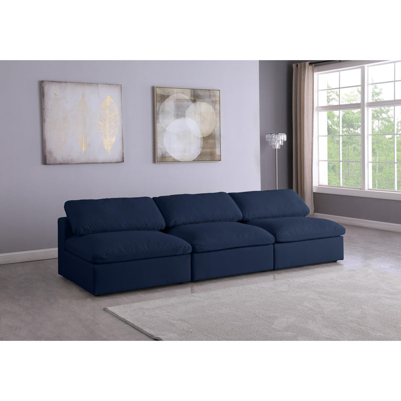 Meridian Serene Navy Linen Textured Fabric Deluxe Comfort Modular Armless Sofa IMAGE 4