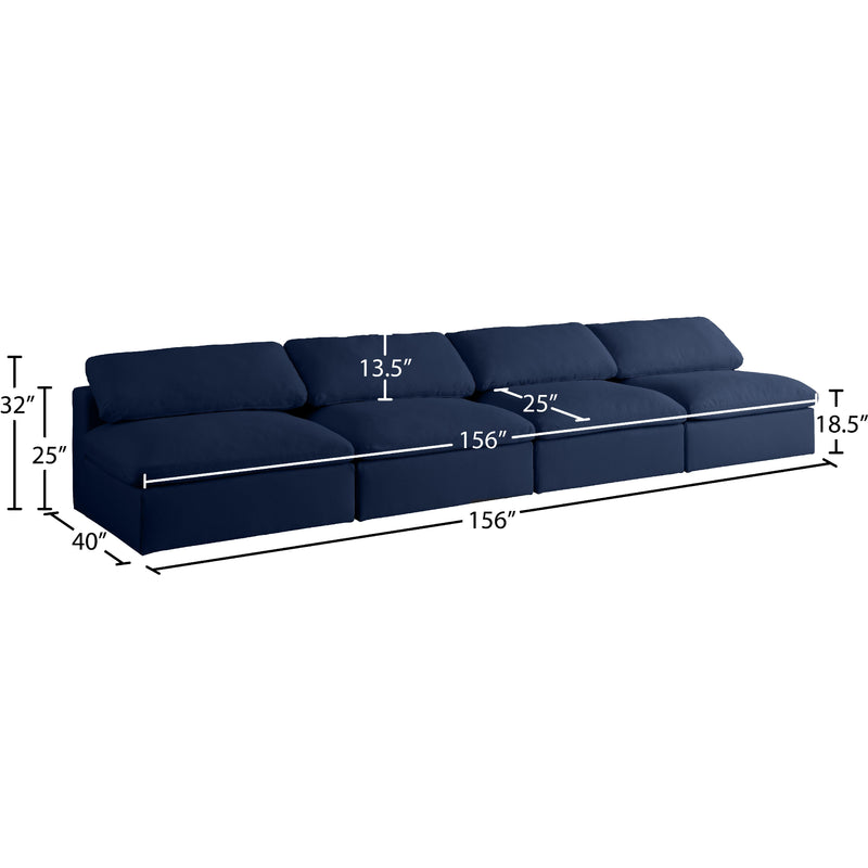Meridian Serene Navy Linen Textured Fabric Deluxe Comfort Modular Armless Sofa IMAGE 6