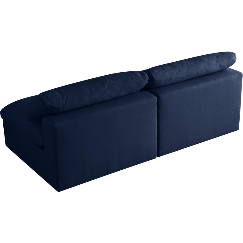 Meridian Serene Navy Linen Textured Fabric Deluxe Comfort Modular Armless Sofa IMAGE 2