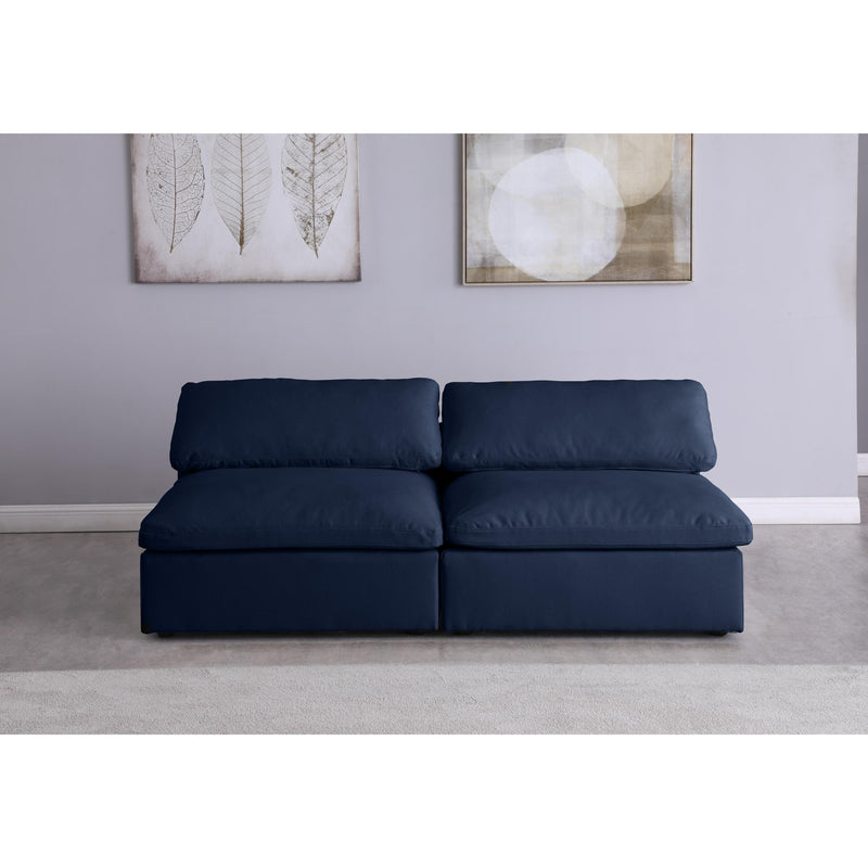 Meridian Serene Navy Linen Textured Fabric Deluxe Comfort Modular Armless Sofa IMAGE 3