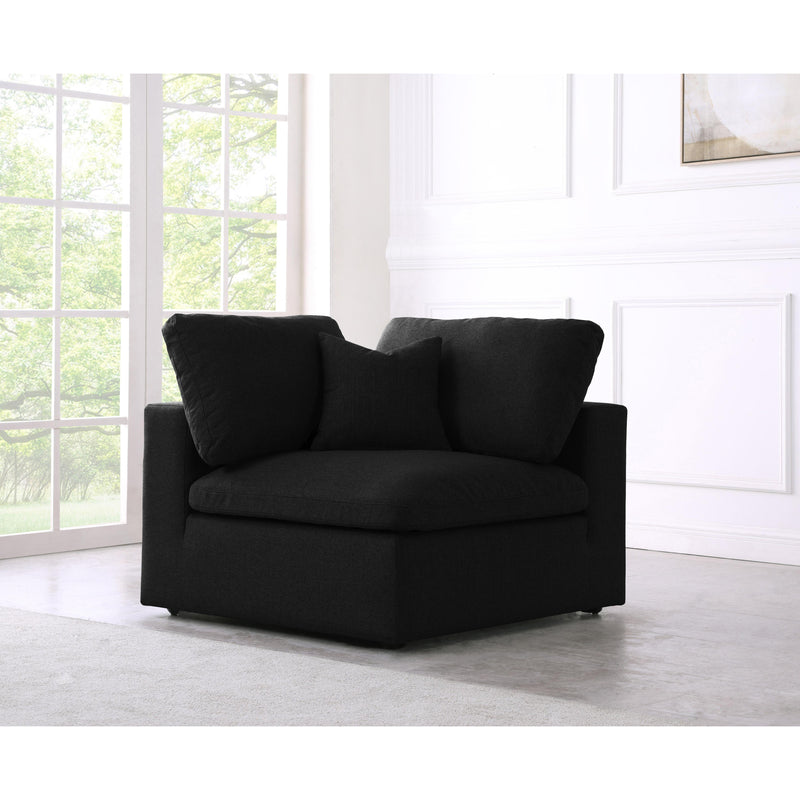 Meridian Serene Black Linen Textured Fabric Deluxe Comfort Modular Corner Chair IMAGE 5