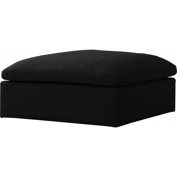 Meridian Serene Black Linen Textured Fabric Deluxe Comfort Modular Ottoman IMAGE 1