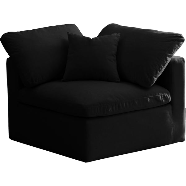 Meridian Plush Black Velvet Standard Comfort Modular Corner Chair IMAGE 1