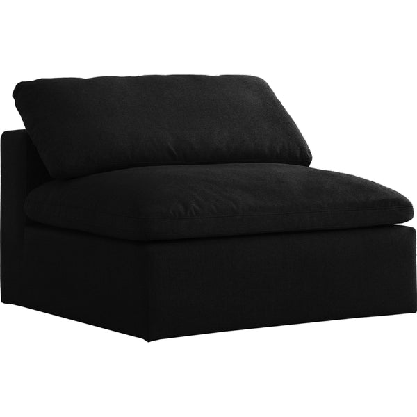 Meridian Plush Black Velvet Standard Comfort Modular Armless Chair IMAGE 1