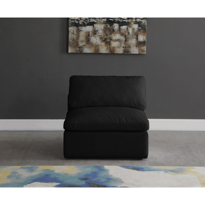 Meridian Plush Black Velvet Standard Comfort Modular Armless Chair IMAGE 3