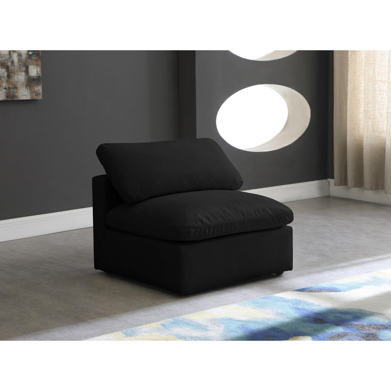 Meridian Plush Black Velvet Standard Comfort Modular Armless Chair IMAGE 4