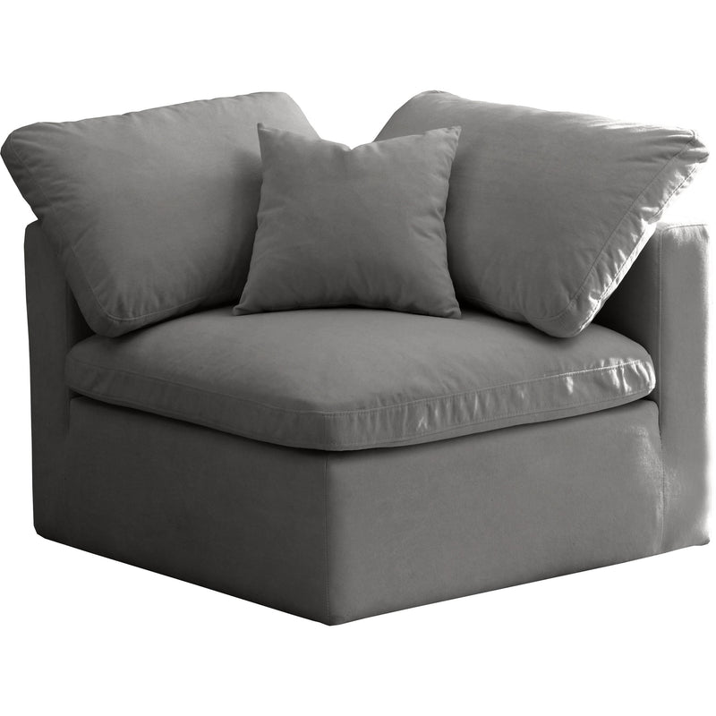 Meridian Plush Grey Velvet Standard Comfort Modular Corner Chair IMAGE 1