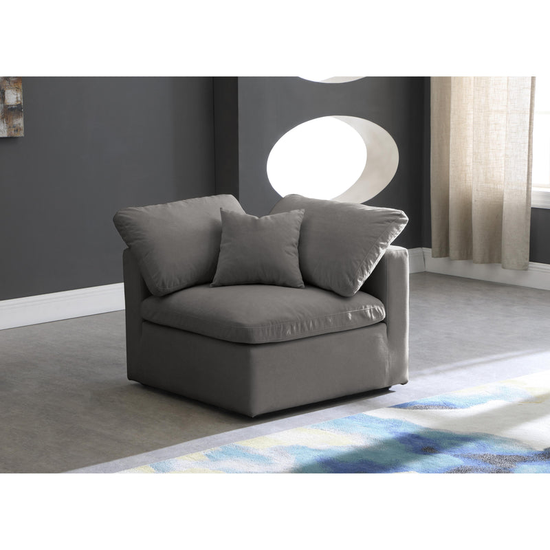 Meridian Plush Grey Velvet Standard Comfort Modular Corner Chair IMAGE 3