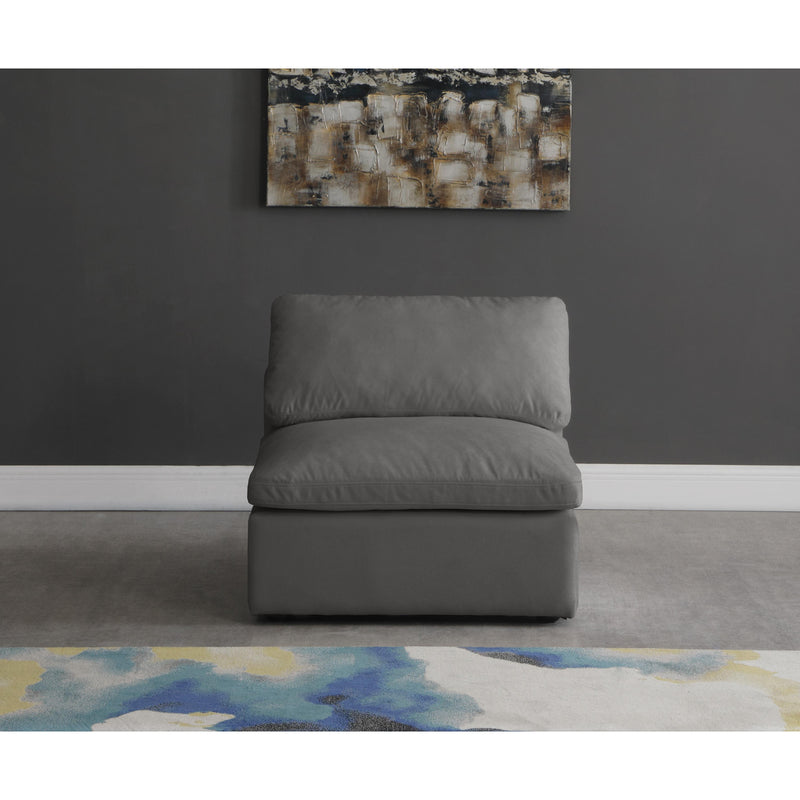 Meridian Plush Grey Velvet Standard Comfort Modular Armless Chair IMAGE 3