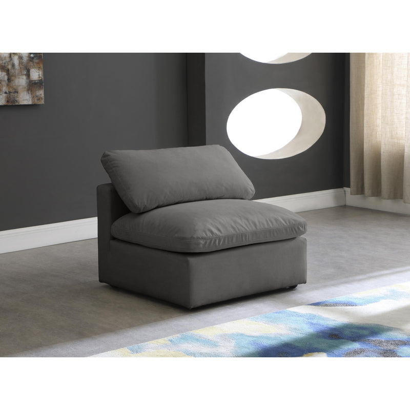 Meridian Plush Grey Velvet Standard Comfort Modular Armless Chair IMAGE 4