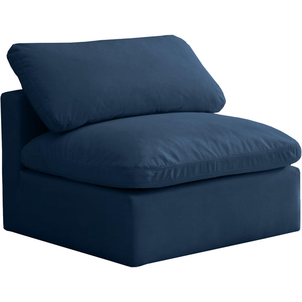 Meridian Plush Navy Velvet Standard Comfort Modular Armless Chair IMAGE 1