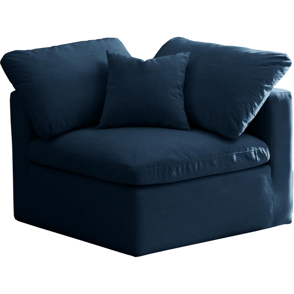 Meridian Plush Navy Velvet Standard Comfort Modular Corner Chair IMAGE 1