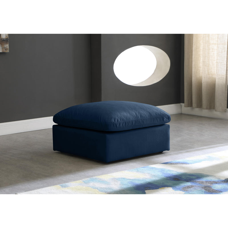 Meridian Plush Navy Velvet Standard Comfort Modular Ottoman IMAGE 2