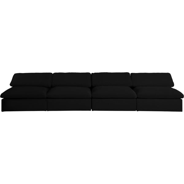 Meridian Serene Black Linen Textured Fabric Deluxe Comfort Modular Armless Sofa IMAGE 1