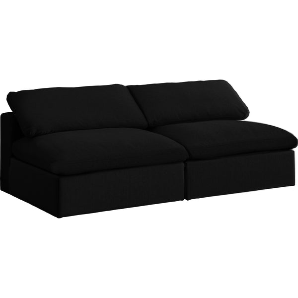 Meridian Serene Black Linen Textured Fabric Deluxe Comfort Modular Armless Sofa IMAGE 1