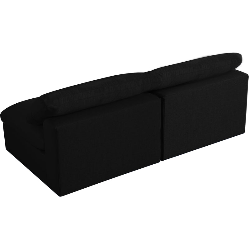 Meridian Serene Black Linen Textured Fabric Deluxe Comfort Modular Armless Sofa IMAGE 2