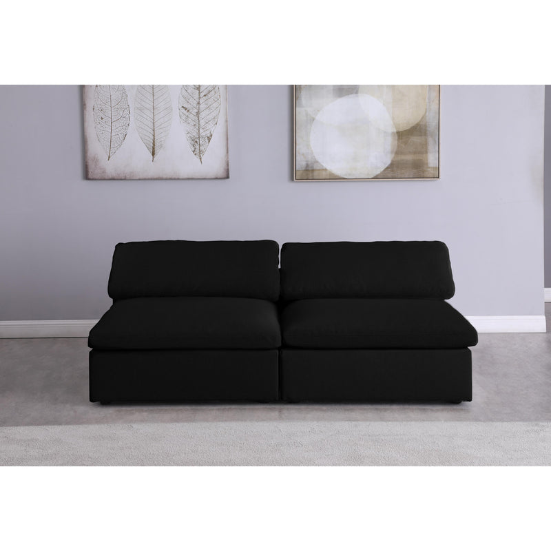 Meridian Serene Black Linen Textured Fabric Deluxe Comfort Modular Armless Sofa IMAGE 3