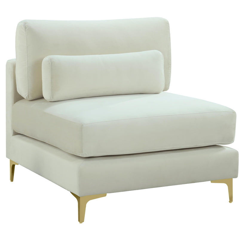 Meridian Julia Cream Velvet Modular Armless Chair IMAGE 1