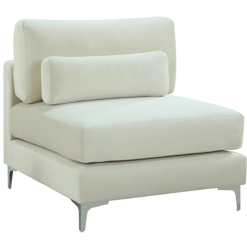 Meridian Julia Cream Velvet Modular Armless Chair IMAGE 2