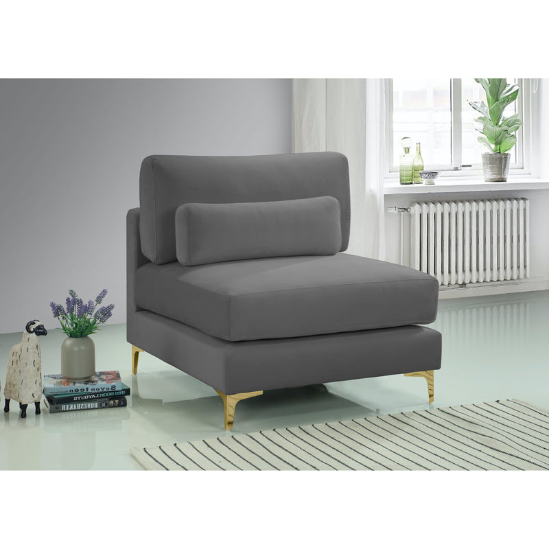 Meridian Julia Grey Velvet Modular Armless Chair IMAGE 11