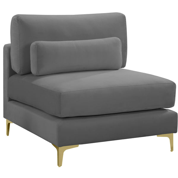 Meridian Julia Grey Velvet Modular Armless Chair IMAGE 1