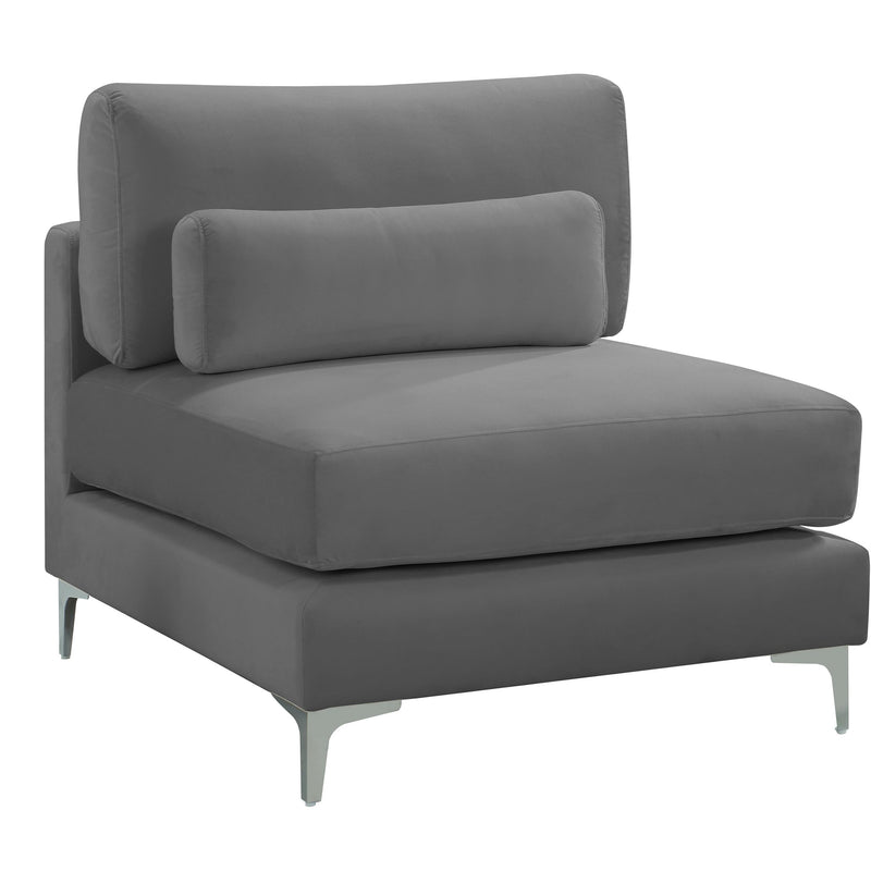 Meridian Julia Grey Velvet Modular Armless Chair IMAGE 2