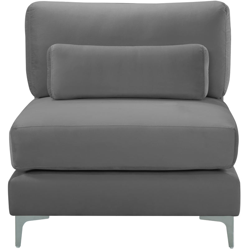 Meridian Julia Grey Velvet Modular Armless Chair IMAGE 4