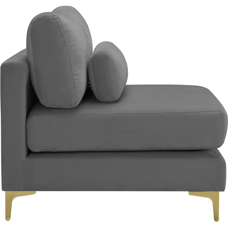 Meridian Julia Grey Velvet Modular Armless Chair IMAGE 5