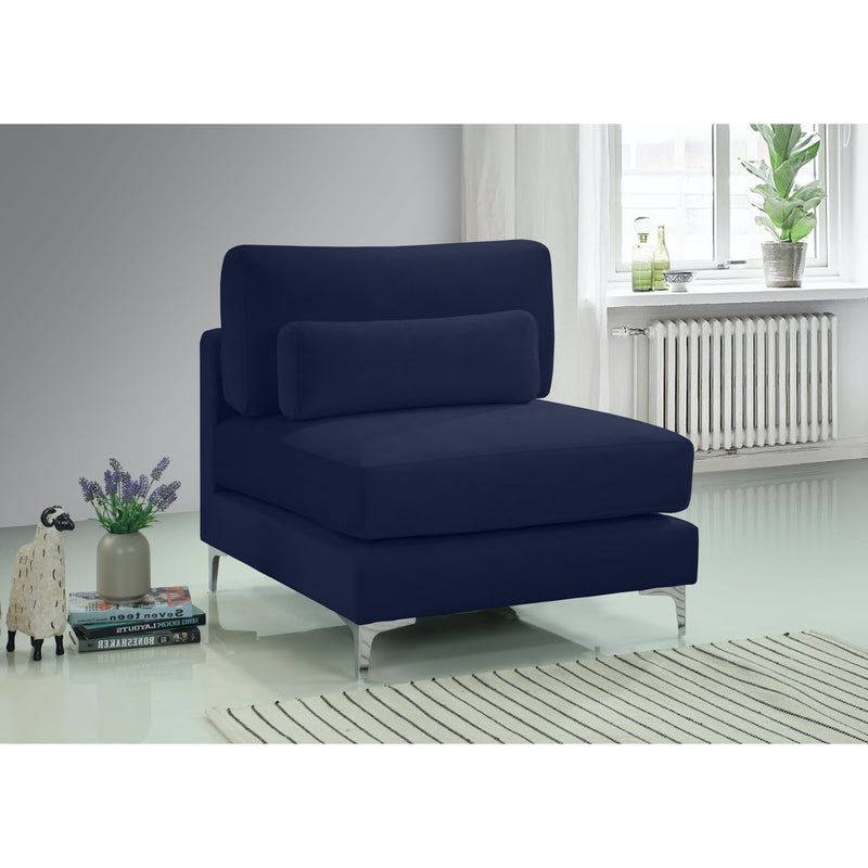 Meridian Julia Navy Velvet Modular Armless Chair IMAGE 10