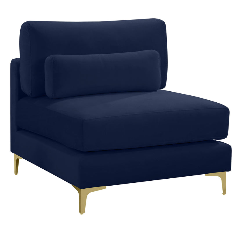 Meridian Julia Navy Velvet Modular Armless Chair IMAGE 1