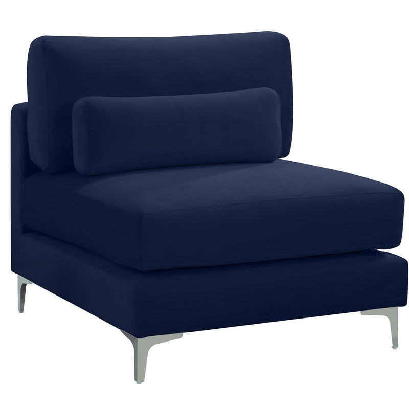 Meridian Julia Navy Velvet Modular Armless Chair IMAGE 2