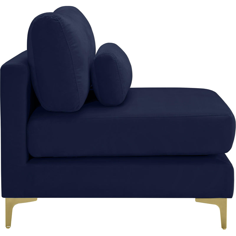 Meridian Julia Navy Velvet Modular Armless Chair IMAGE 4