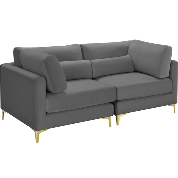 Meridian Julia Grey Velvet Modular Sofa IMAGE 1