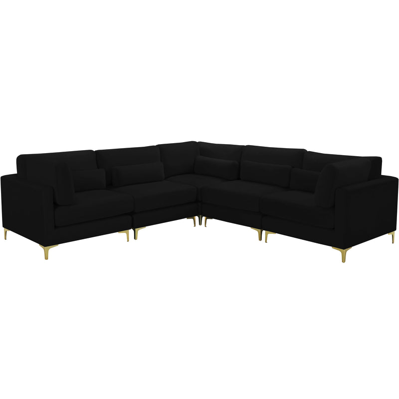 Meridian Julia Black Velvet Modular Sectional (5 Boxes) IMAGE 1