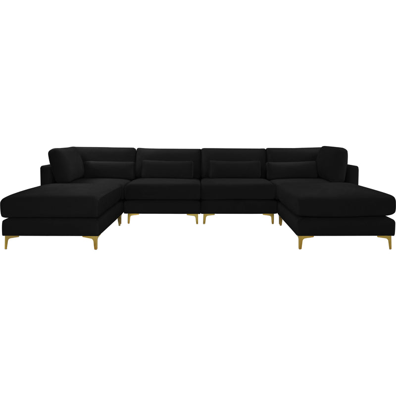 Meridian Julia Black Velvet Modular Sectional (6 Boxes) IMAGE 1