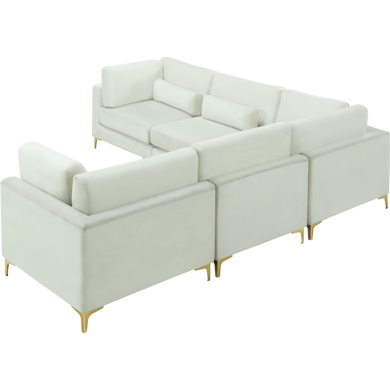 Meridian Julia Cream Velvet Modular Sectional (5 Boxes) IMAGE 5