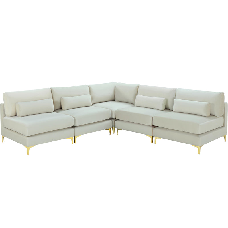 Meridian Julia Cream Velvet Modular Sectional (5 Boxes) IMAGE 1