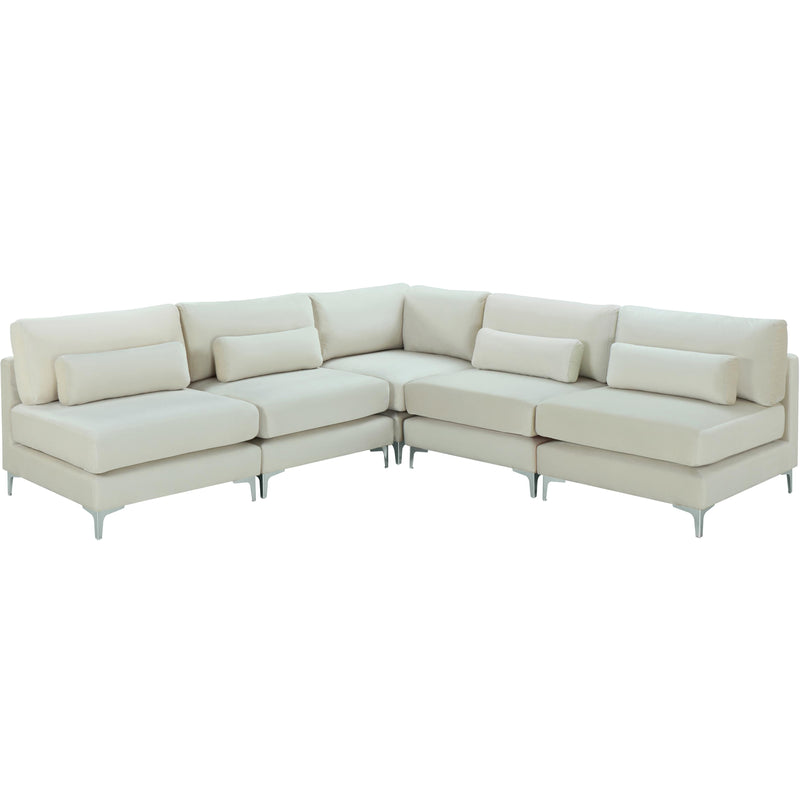 Meridian Julia Cream Velvet Modular Sectional (5 Boxes) IMAGE 2