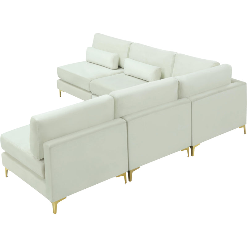 Meridian Julia Cream Velvet Modular Sectional (5 Boxes) IMAGE 9