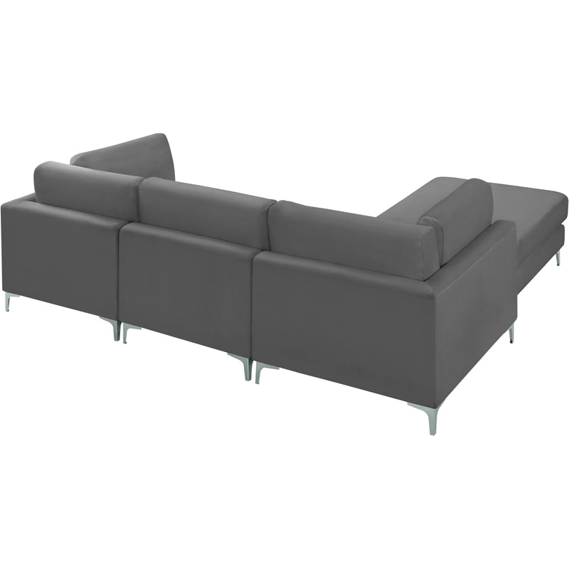 Meridian Julia Grey Velvet Modular Sectional (4 Boxes) IMAGE 10