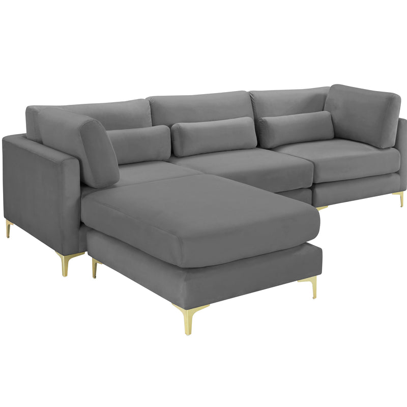 Meridian Julia Grey Velvet Modular Sectional (4 Boxes) IMAGE 3