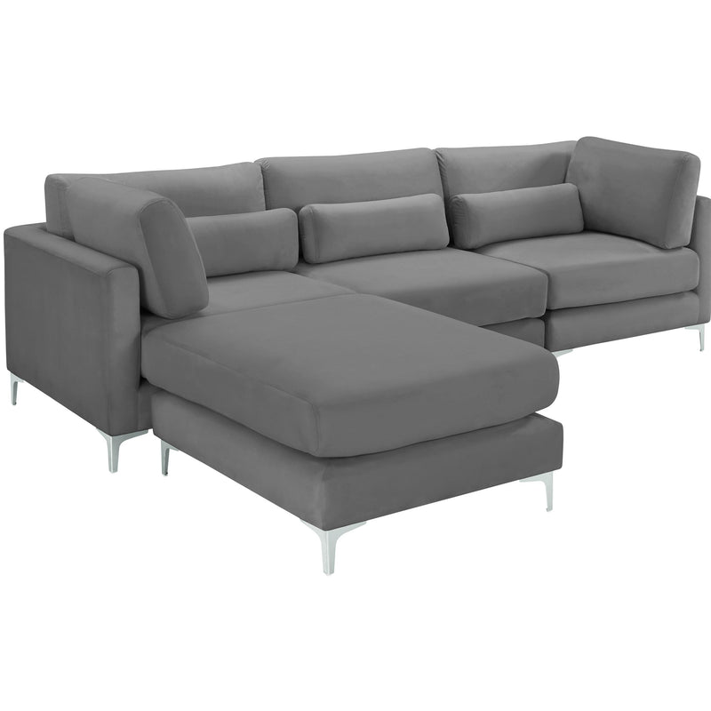 Meridian Julia Grey Velvet Modular Sectional (4 Boxes) IMAGE 4