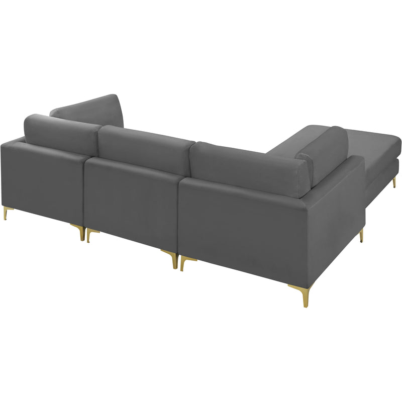 Meridian Julia Grey Velvet Modular Sectional (4 Boxes) IMAGE 9