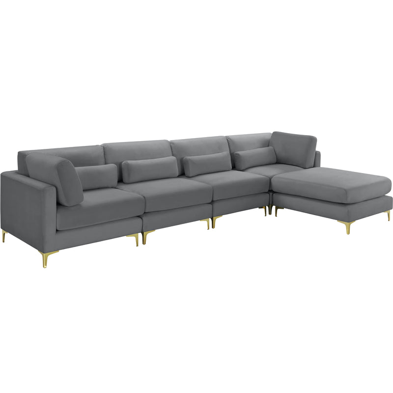 Meridian Julia Grey Velvet Modular Sectional (5 Boxes) IMAGE 1