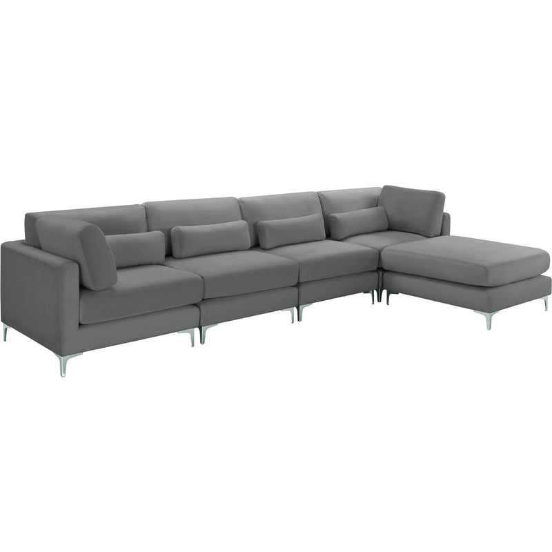 Meridian Julia Grey Velvet Modular Sectional (5 Boxes) IMAGE 2