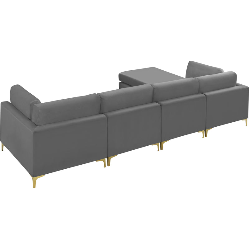 Meridian Julia Grey Velvet Modular Sectional (5 Boxes) IMAGE 7