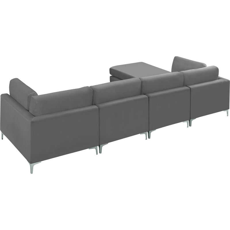 Meridian Julia Grey Velvet Modular Sectional (5 Boxes) IMAGE 8