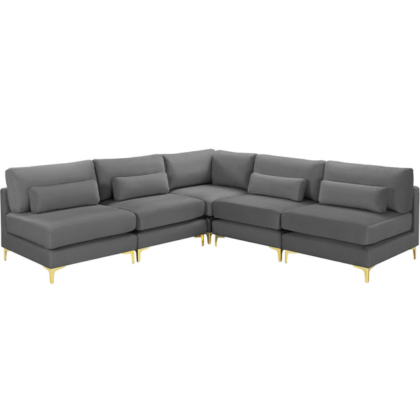 Meridian Julia Grey Velvet Modular Sectional (5 Boxes) IMAGE 1